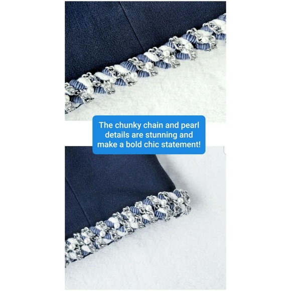 CHANEL VINTAGE 1980s RARE SUPERRRR CHUNKY CHAIN & PEARL PENCIL SKIRT F-40 / US-8 - Picture 6 of 13